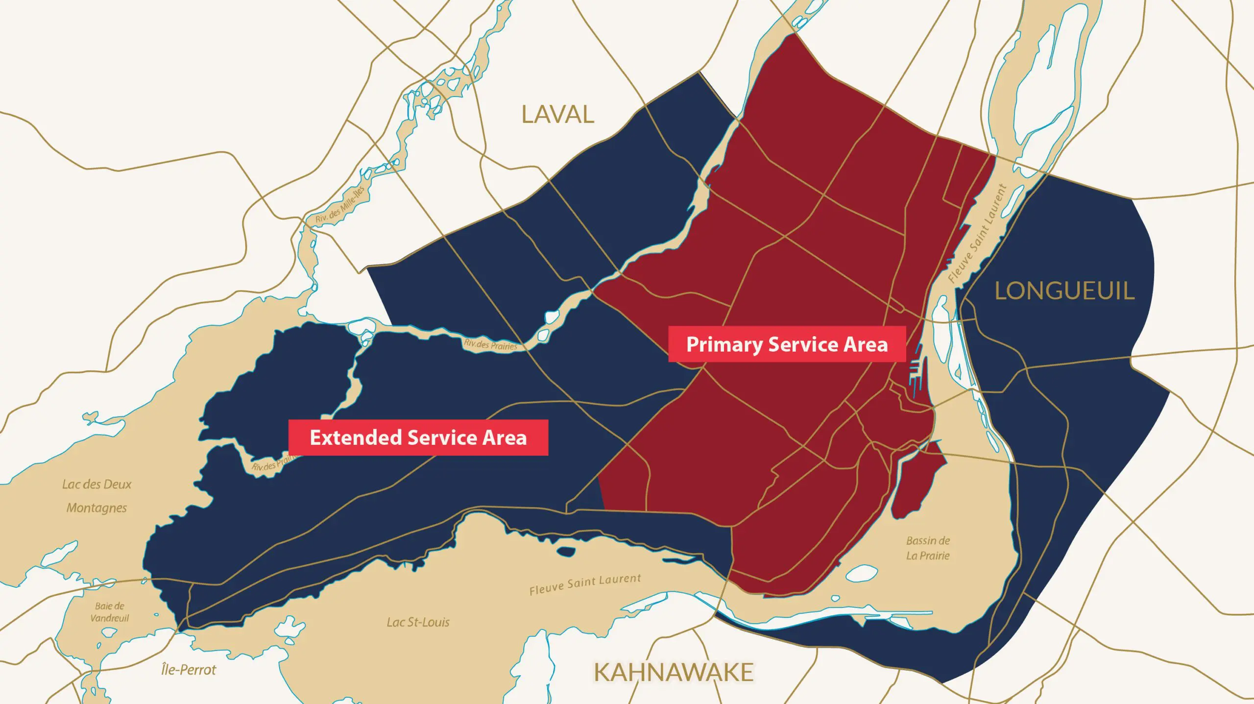 map of appliance services in Montreal